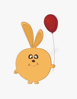 拿着红色气球的卡通小兔子素材