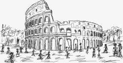 古罗马竞技场手绘古罗马竞技场高清图片