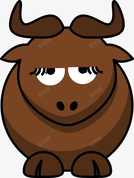 犯困的牛png免抠素材_新图网 https://ixintu.com 动物 卡通图 发呆的牛 可爱的牛 褐色小牛