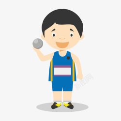 卡通铅球运动员少年素材