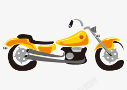 卡通手绘黄色酷炫摩托车矢量图素材