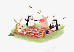 儿童聚餐野炊聚餐的小动物高清图片
