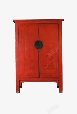 漆木红色矮柜素材