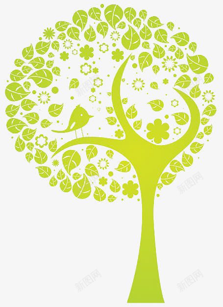 绿色元素树png免抠素材_新图网 https://ixintu.com 墙纸 小清新 绿色