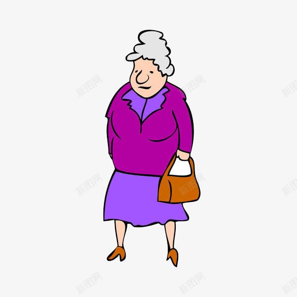 和蔼的老奶奶png免抠素材_新图网 https://ixintu.com 卡通人物 手绘平面 紫色上衣 老奶奶 老婆婆卡通 老年人 蓝色裙子