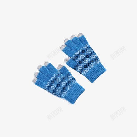 毛线手套png免抠素材_新图网 https://ixintu.com 保暖的手套 可爱的手套 舒适的手套 蓝色毛线手套