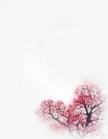 粉色春天美景树木卡通素材