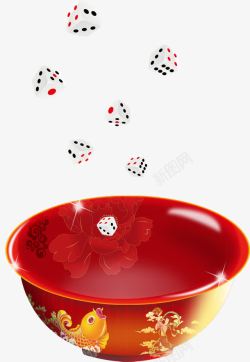 红色瓷碗筛子素材