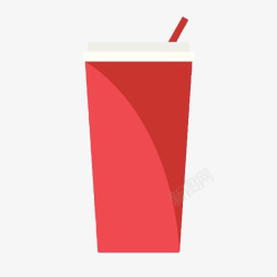 红色手绘扁平化纸杯饮料素材