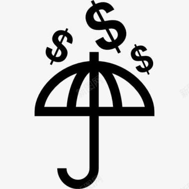 伞和美元符号在图标图标