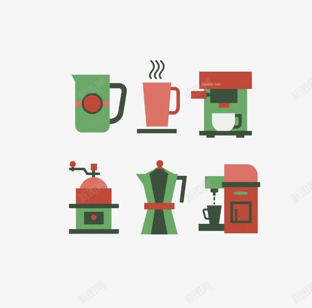 咖啡扁平png免抠素材_新图网 https://ixintu.com 咖啡 咖啡豆 手磨 热气