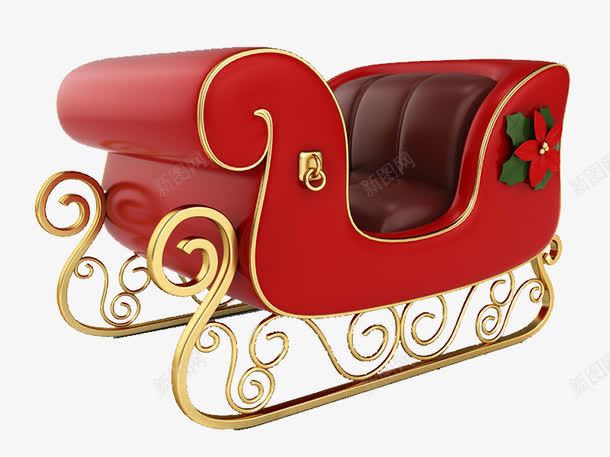 红色爬梨png免抠素材_新图网 https://ixintu.com 圣诞节 座椅 立体图案 红色 金色