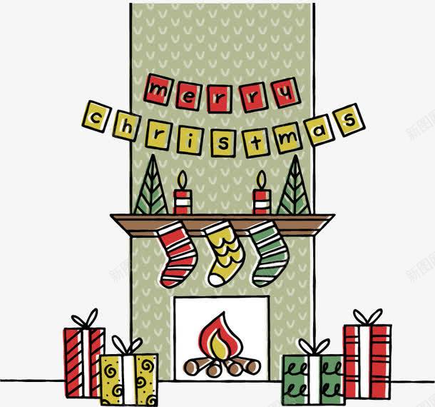 扁平圣诞节壁炉png免抠素材_新图网 https://ixintu.com 圣诞节 壁炉 彩色 扁平 矢量素材 礼盒