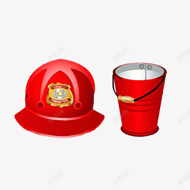 消防帽水桶psd免抠素材_新图网 https://ixintu.com 卡通 图案 水桶 消防帽