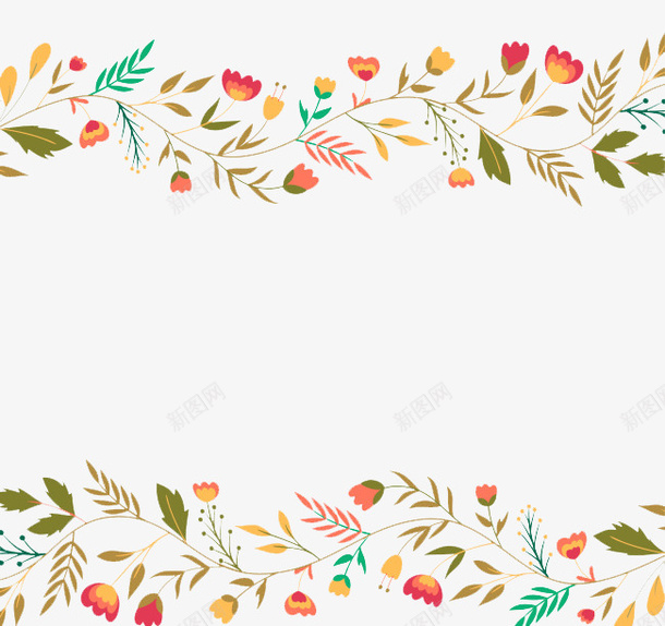可爱的手绘花朵和叶子psd免抠素材_新图网 https://ixintu.com 叶子 手绘 花朵