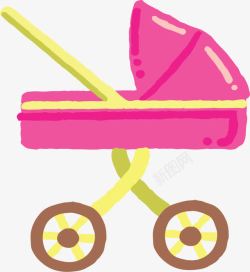 粉色卡通婴儿推车素材