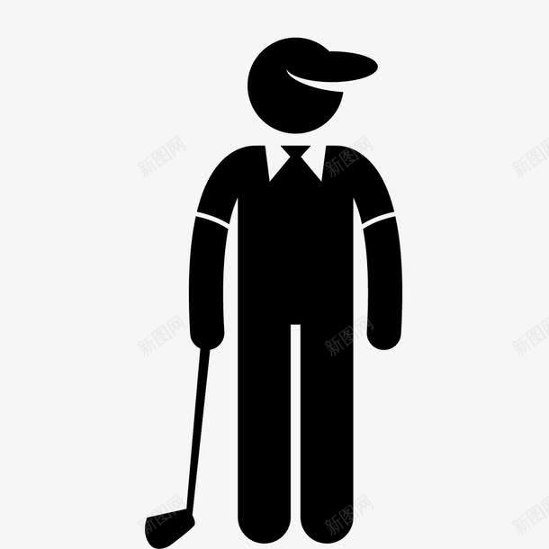拿着高尔夫球拍的人图标png_新图网 https://ixintu.com 剪影 帽子 运动 高尔夫球场 高尔夫球竿 黑色的
