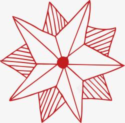 红色线条五角星素材