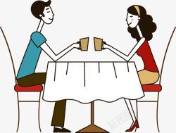 卡通情侣共餐素材