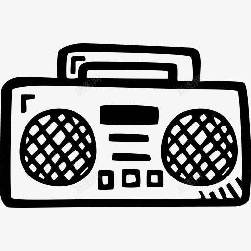 单放机音乐方声音新的一年的手绘图标png_新图网 https://ixintu.com Boombox music party sound 单放机 声音 方 音乐
