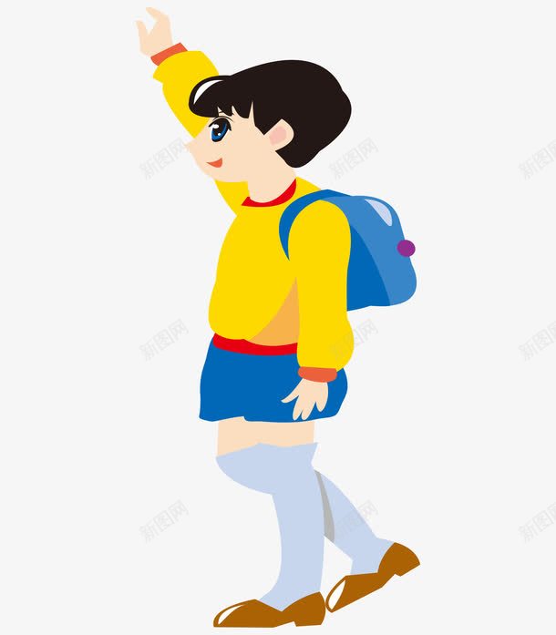 卡通黄色背书包小男孩png免抠素材_新图网 https://ixintu.com 卡通的小男孩 矢量的人物 背书包的男孩 黄色上衣