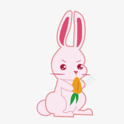 红色卡通小兔子胡萝卜矢量图素材