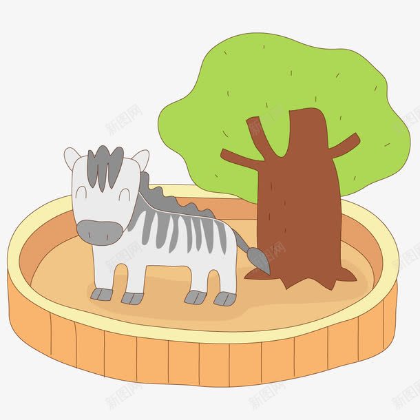 动物园的斑马png免抠素材_新图网 https://ixintu.com 创意 动物 卡通 手绘 插画 斑马