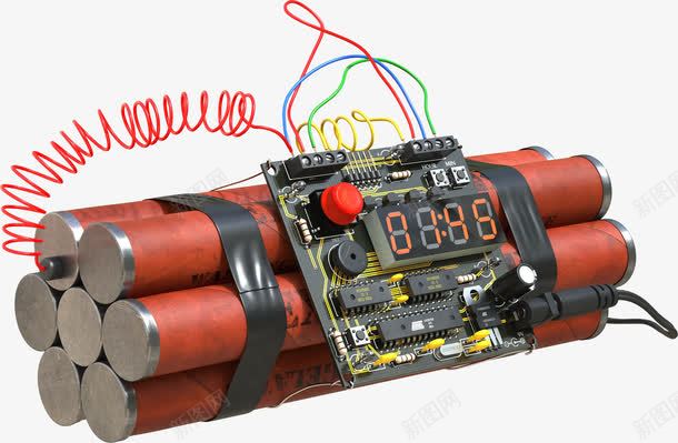 一捆炸弹png免抠素材_新图网 https://ixintu.com 一捆 手绘 炸弹 简图 计时器