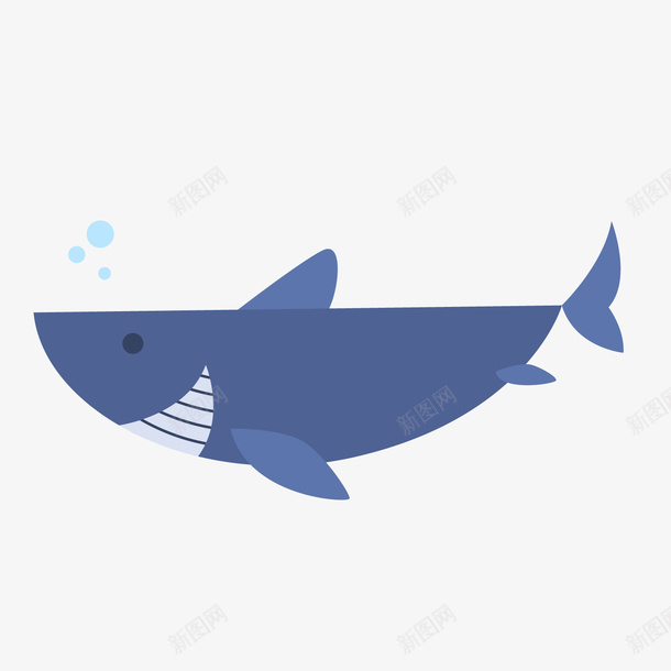 蓝色卡通鲨鱼png免抠素材_新图网 https://ixintu.com 卡通动物 卡通鲨鱼 背景装饰 蓝色鲨鱼