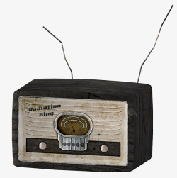 手绘复古老式收音机素材