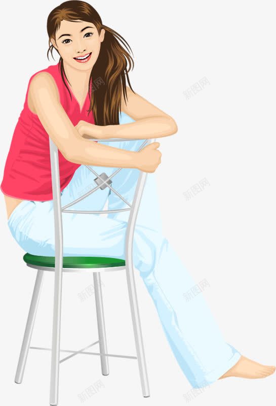 坐在凳子上的女孩png免抠素材_新图网 https://ixintu.com 凳子 卡通 坐着 坐着的女人 坐着的小朋友 女孩 手绘 长发