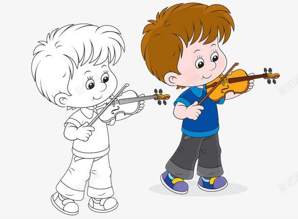 拉小提琴的小男孩png免抠素材_新图网 https://ixintu.com 微笑的小男孩 手绘图 拉小提琴 绅士男孩