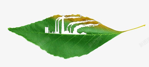 创意绿色环保广告psd免抠素材_新图网 https://ixintu.com 工厂 污染 空气污染 绿叶