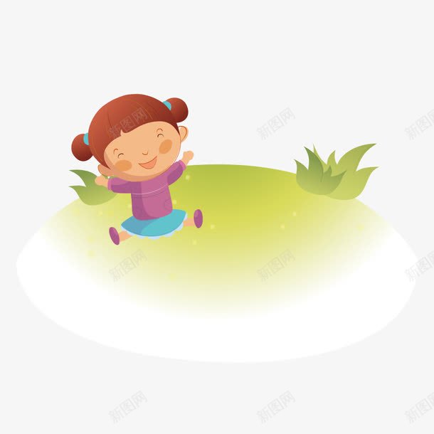女孩在草地上玩耍矢量图ai免抠素材_新图网 https://ixintu.com 卡通 女孩 手绘 插画 玩耍 草地 矢量图