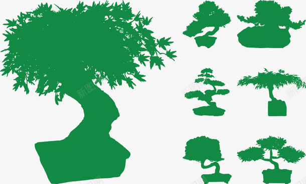 7款盆景中国盆景矢量图eps免抠素材_新图网 https://ixintu.com 中国盆景 盆景 矢量盆景 矢量图