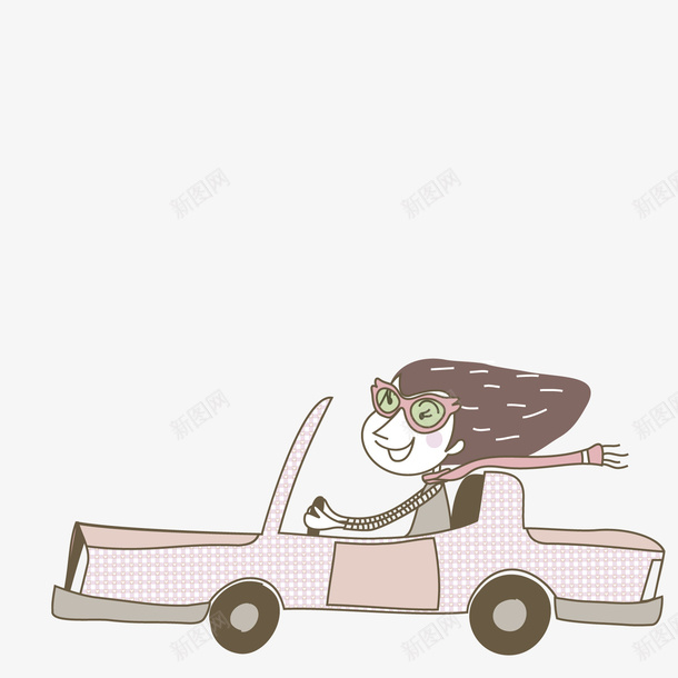 开车的卡通女矢量图ai免抠素材_新图网 https://ixintu.com 卡通女 开车 汽车 矢量图