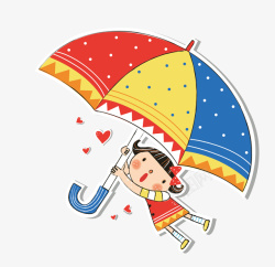 画伞打伞的小孩高清图片
