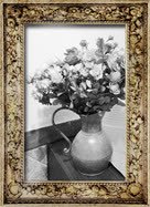 插花相框黑白花瓶插花相框高清图片