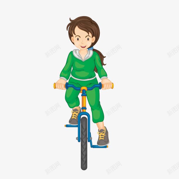 绿色出行女孩png免抠素材_新图网 https://ixintu.com 女孩 环保 绿色出行 自行车