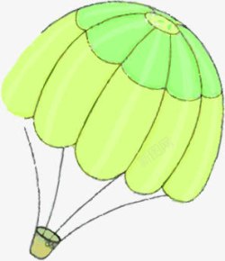 手绘绿色降落伞海报素材