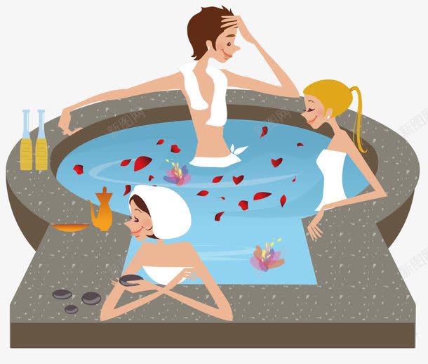 洗澡的美女png免抠素材_新图网 https://ixintu.com 三位美女 水池 洗澡 美女 花瓣浴