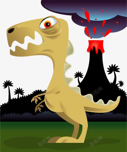 手绘可爱卡通恐龙png免抠素材_新图网 https://ixintu.com EPS矢量素材 卡通 惊愕表情 手绘可爱恐龙 火山爆发