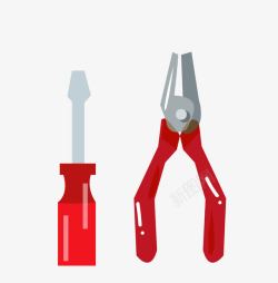 扁平化红色螺丝刀工具素材