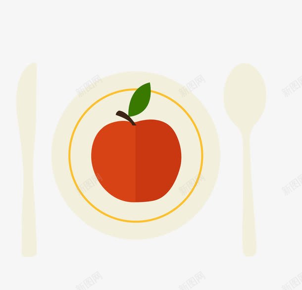 水果餐盘png免抠素材_新图网 https://ixintu.com 刀 勺子 水果 盘子