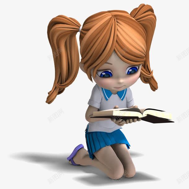 小女孩看书png免抠素材_新图网 https://ixintu.com 丰富知识 书 书模 卡通手绘 学习 学生上课 掌握 看书 知识 课本