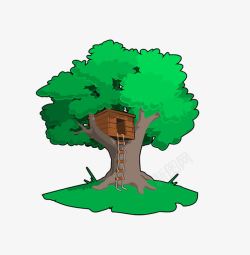 树上插画卡通课本插画树上的房子高清图片