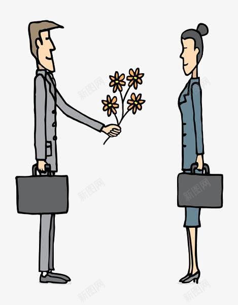 卡通工作人员png免抠素材_新图网 https://ixintu.com 两个人 卡通工作人员 示爱 花朵