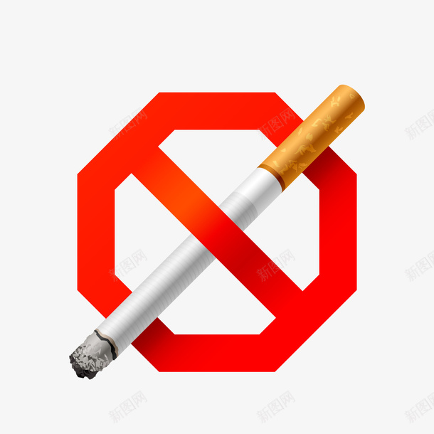 红色世界无烟日标签png免抠素材_新图网 https://ixintu.com nosmoking 世界无烟日 卡通香烟 禁止吸烟标签 红色 背景装饰