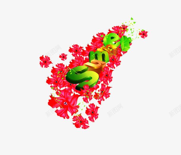 红色花朵片png免抠素材_新图网 https://ixintu.com 夏天 字体设计 广告设计 花朵