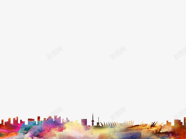 彩色城市png免抠素材_新图网 https://ixintu.com 创意 城市 彩色 繁华